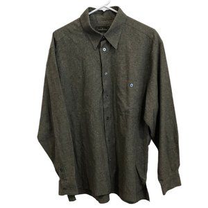 Ermenegildo Zegna Made In Italy Button Down Shirt Size Large Khaki Green Abstrac